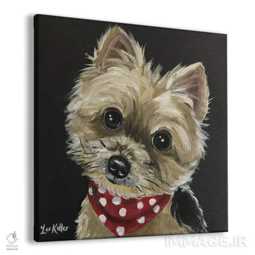 تابلو یورکی با دستمال گردن قرمز اثر هیپی هاوند استودیوز (استودیو هنری) - نمای پرسپکتیو محصول