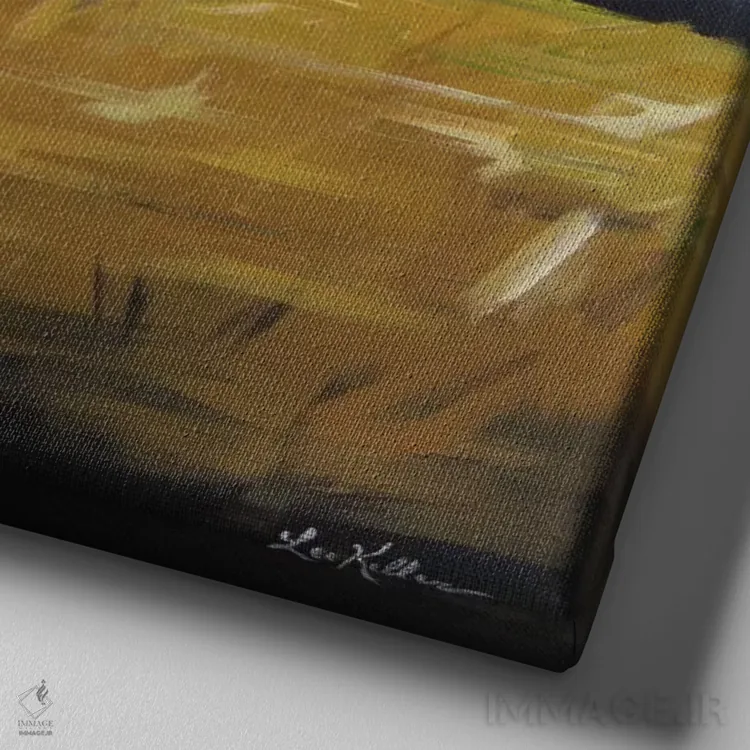 تابلو انتزاعی ۲ مکث پتچ (سبک هنری) اثر هیپی هاوند استودیوز (استودیو هنری) - نمای نزدیک بافت بوم