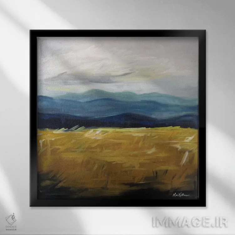 تابلو انتزاعی ۲ مکث پتچ (سبک هنری) اثر هیپی هاوند استودیوز (استودیو هنری) - نمای قابدار مشکی