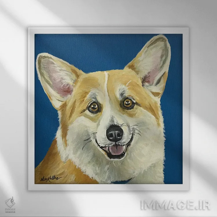 تابلو لیز کورگی اثر هیپی هاوند استودیوز (استودیو هنری) - نمای قابدار سفید