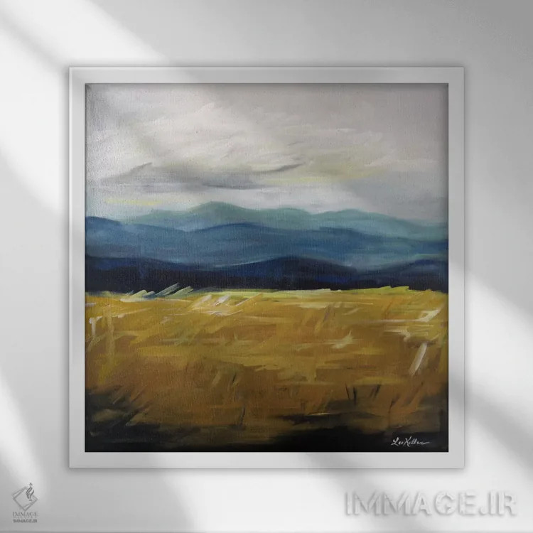 تابلو انتزاعی ۲ مکث پتچ (سبک هنری) اثر هیپی هاوند استودیوز (استودیو هنری) - نمای قابدار سفید