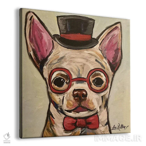 تابلو چیواوا با عینک اثر هیپی هاوند استودیوز (استودیو هنری) - نمای پرسپکتیو محصول