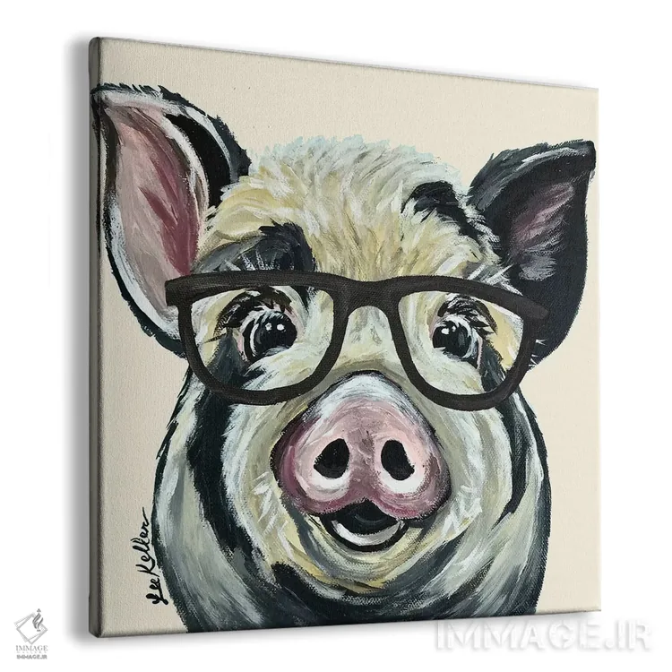 تابلو سارج خوک با عینک روی کرم اثر هیپی هاوند استودیوز (استودیو هنری) - نمای پرسپکتیو محصول