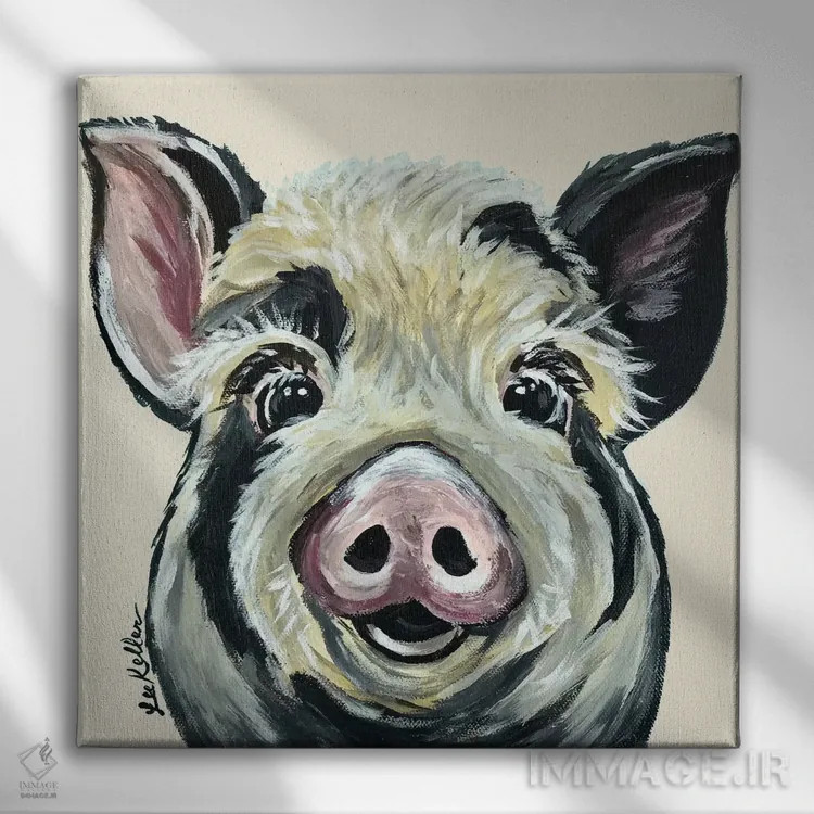 تابلو سارج خوک روی کرم اثر هیپی هاوند استودیوز (استودیو هنری) - نمای روبهرو روی دیوار