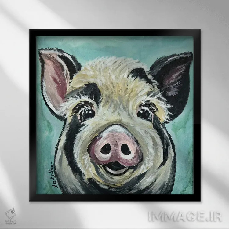 تابلو سارج خوک اثر هیپی هاوند استودیوز (استودیو هنری) - نمای قابدار مشکی