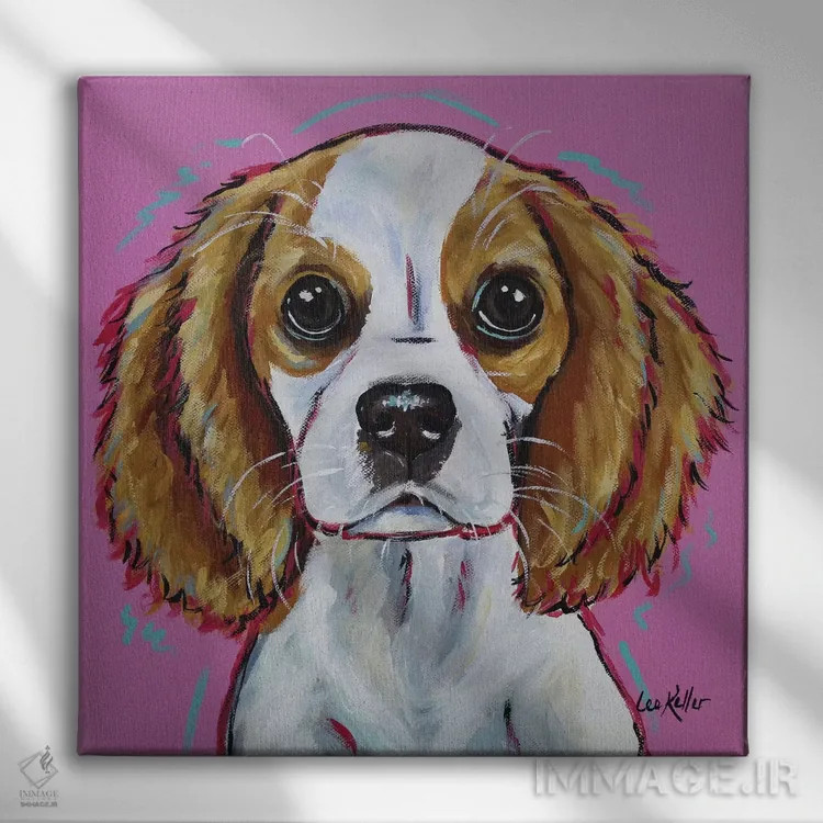 تابلو اسپانیل کاوالیر کینگ چارلز اثر هیپی هاوند استودیوز (استودیو هنری) - نمای روبهرو روی دیوار