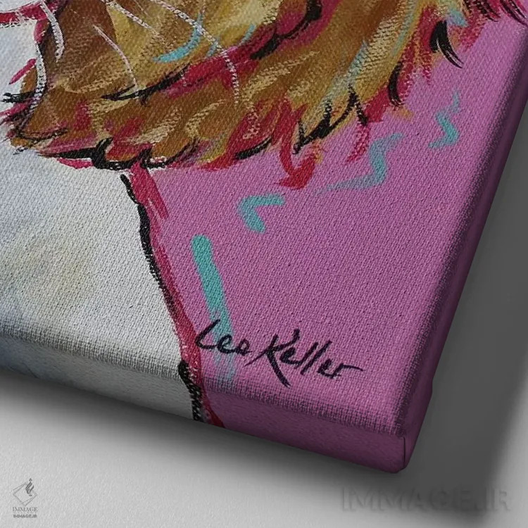 تابلو اسپانیل کاوالیر کینگ چارلز اثر هیپی هاوند استودیوز (استودیو هنری) - نمای نزدیک بافت بوم