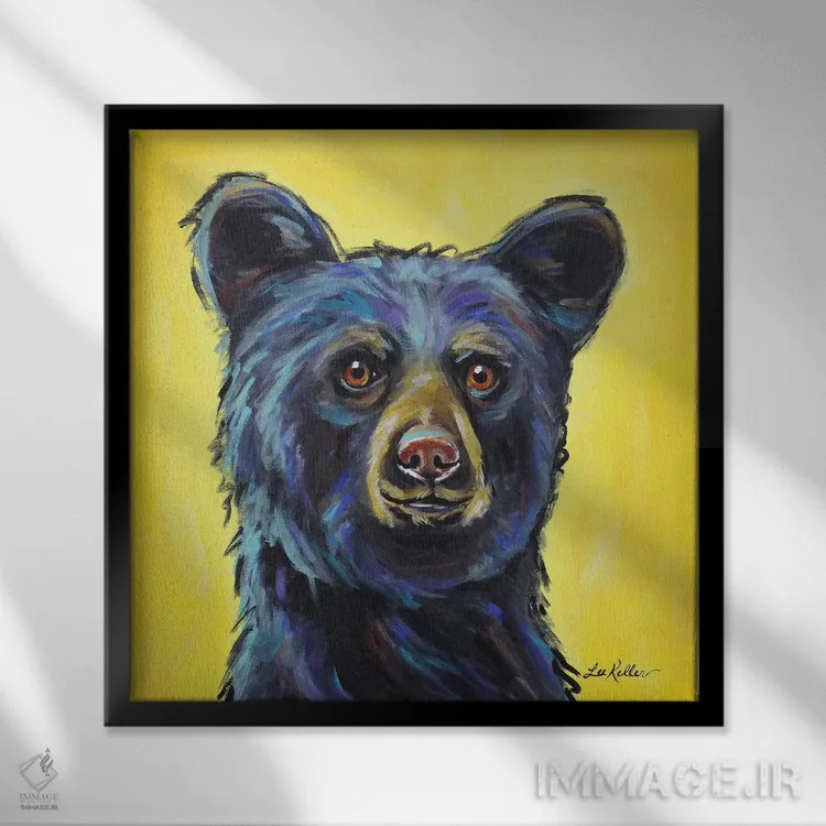 تابلو خرس اثر هیپی هاوند استودیوز (استودیو هنری) - نمای قابدار مشکی