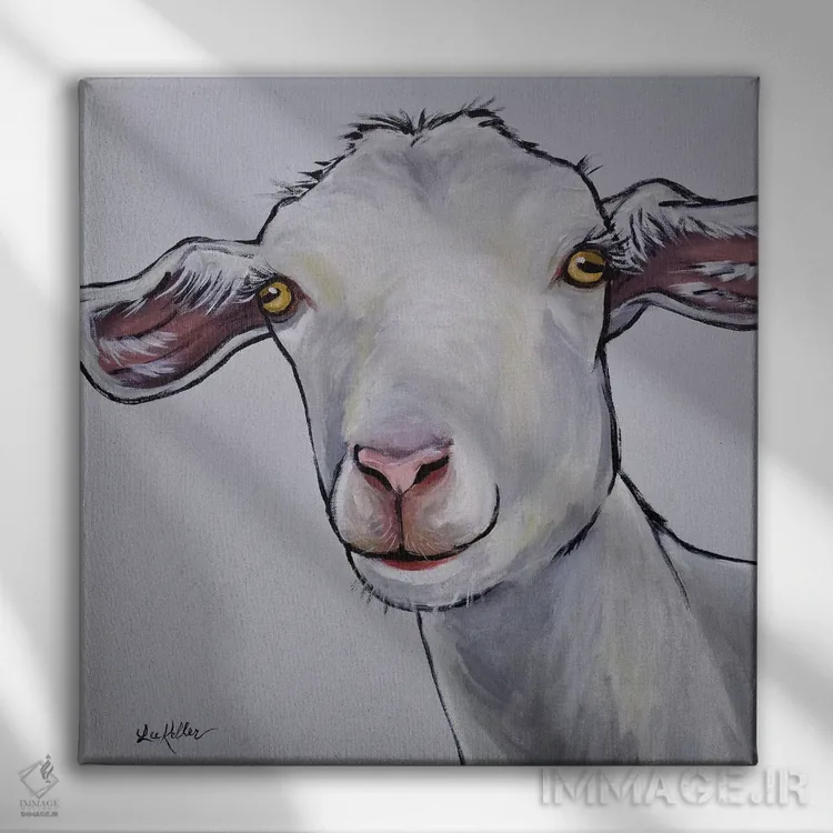 تابلو بز همراه هماهنگی رنگ خاکستری اثر هیپی هاوند استودیوز (استودیو هنری) - نمای روبهرو روی دیوار