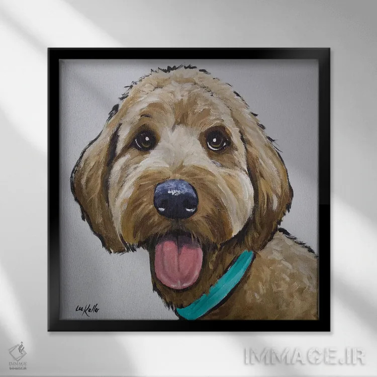 تابلو گلدندودل (نژاد سگ) اثر هیپی هاوند استودیوز (استودیو هنری) - نمای قابدار مشکی