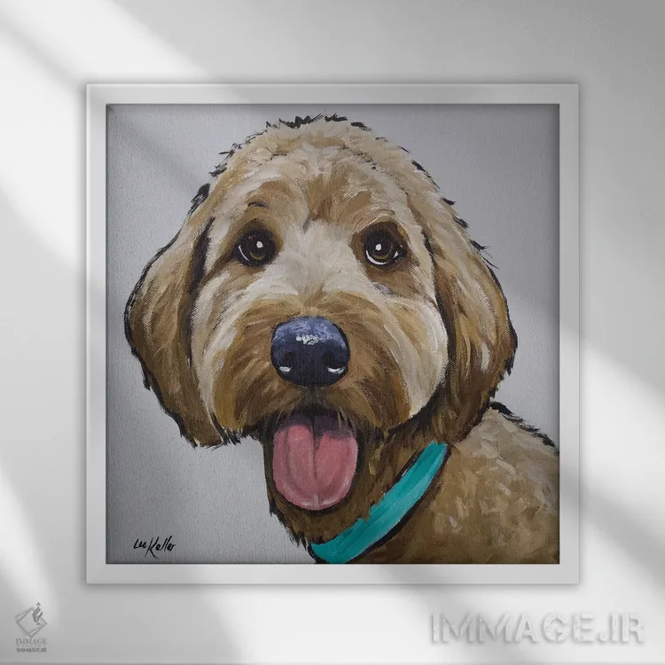 تابلو گلدندودل (نژاد سگ) اثر هیپی هاوند استودیوز (استودیو هنری) - نمای قابدار سفید