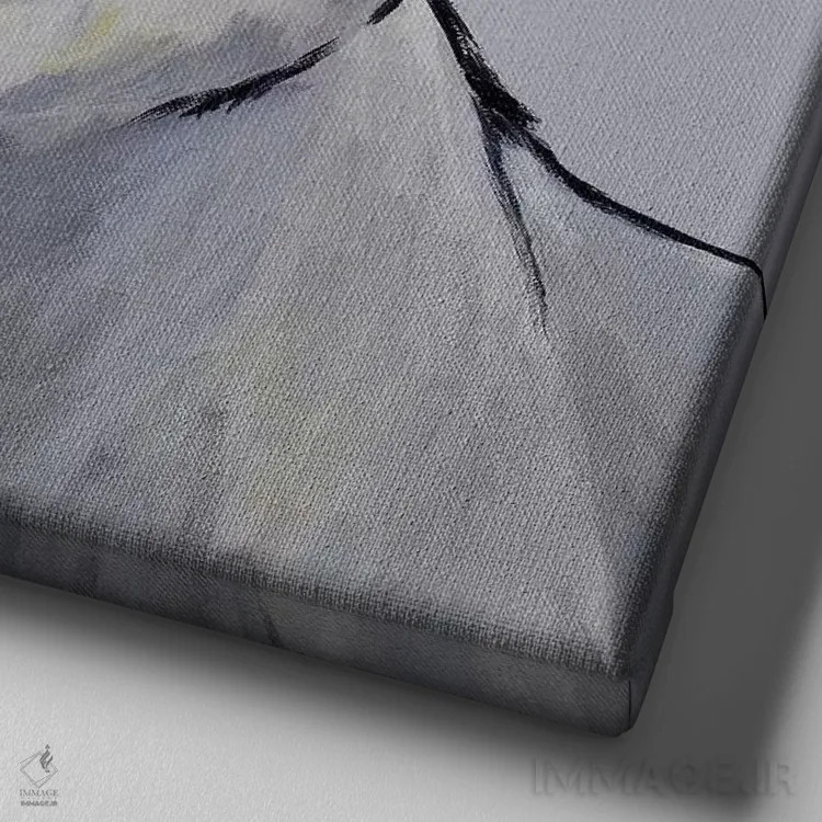 تابلو بز همراه هماهنگی رنگ خاکستری اثر هیپی هاوند استودیوز (استودیو هنری) - نمای نزدیک بافت بوم