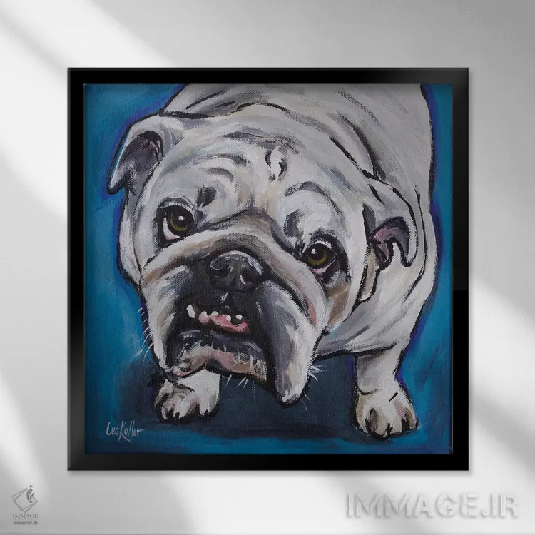 تابلو بولداگ انگلیسی اثر هیپی هاوند استودیوز (استودیو هنری) - نمای قابدار مشکی