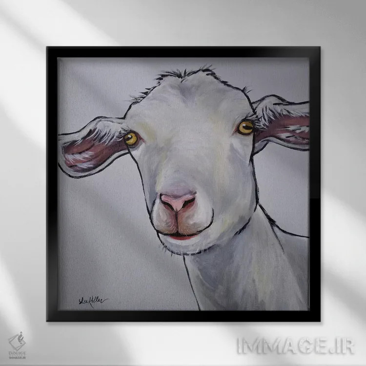 تابلو بز همراه هماهنگی رنگ خاکستری اثر هیپی هاوند استودیوز (استودیو هنری) - نمای قابدار مشکی