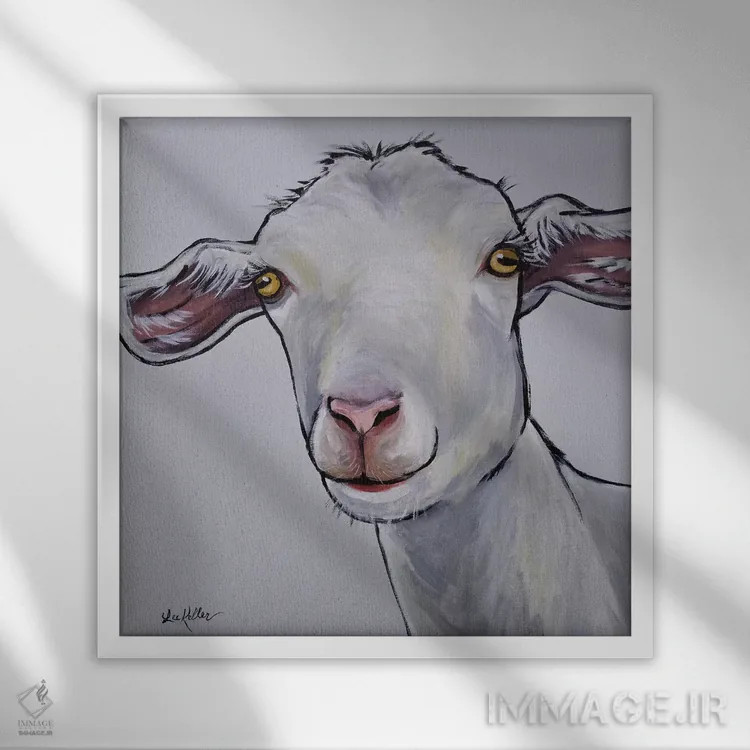 تابلو بز همراه هماهنگی رنگ خاکستری اثر هیپی هاوند استودیوز (استودیو هنری) - نمای قابدار سفید