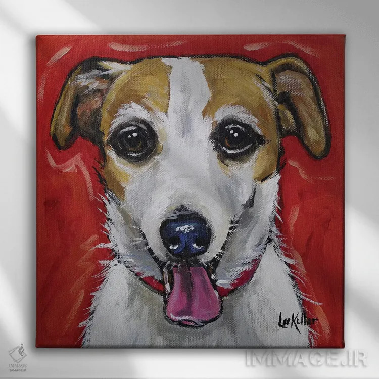 تابلو جک راسل (نژاد سگ) اثر هیپی هاوند استودیوز (استودیو هنری) - نمای روبهرو روی دیوار
