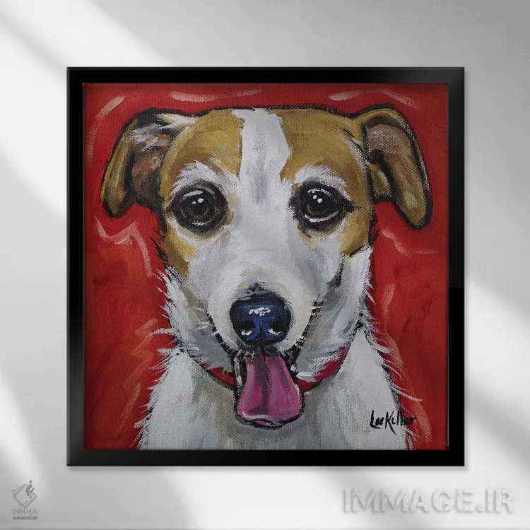 تابلو جک راسل (نژاد سگ) اثر هیپی هاوند استودیوز (استودیو هنری) - نمای قابدار مشکی