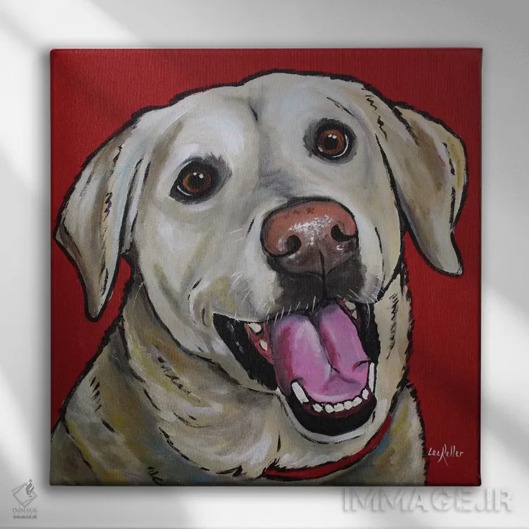 تابلو لابرادور (سگ) اثر هیپی هاوند استودیوز (استودیو هنری) - نمای روبهرو روی دیوار