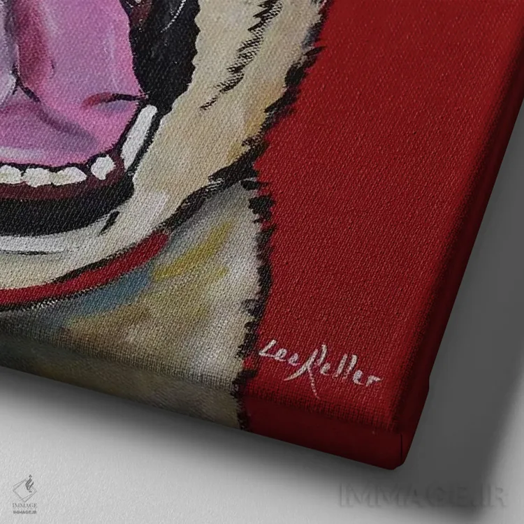 تابلو لابرادور (سگ) اثر هیپی هاوند استودیوز (استودیو هنری) - نمای نزدیک بافت بوم