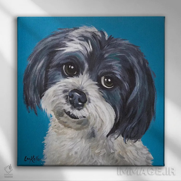 تابلو میکس مالتیز و شیتزو اثر هیپی هاوند استودیوز (استودیو هنری) - نمای روبهرو روی دیوار