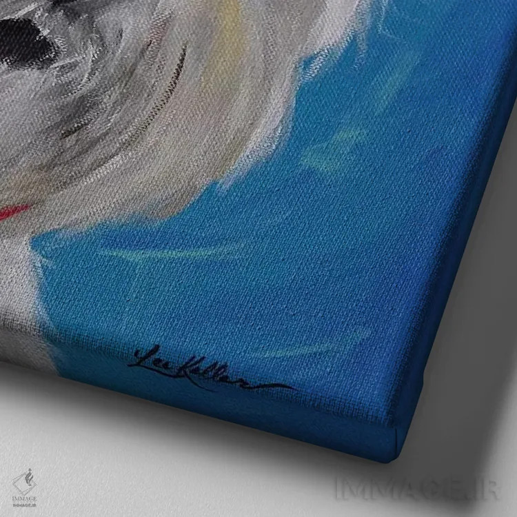 تابلو میکس مالتیز و شیتزو اثر هیپی هاوند استودیوز (استودیو هنری) - نمای نزدیک بافت بوم