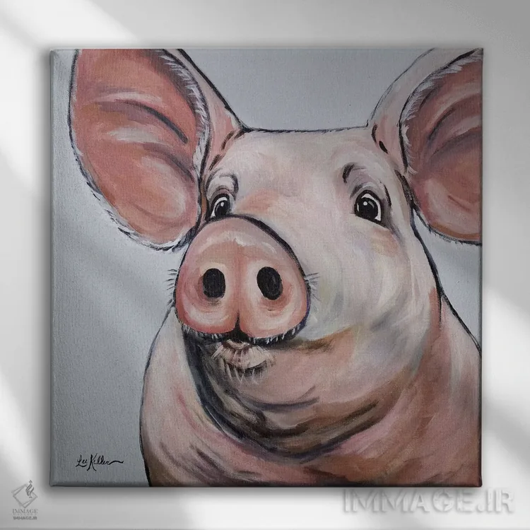 تابلو خوک اثر هیپی هاوند استودیوز (استودیو هنری) - نمای روبهرو روی دیوار