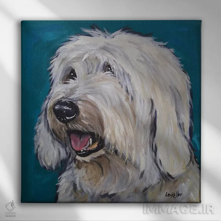 تابلو گوسفند سگ انگلیسی قدیمی اثر هیپی هاوند استودیوز (استودیو هنری) - نمای روبهرو روی دیوار
