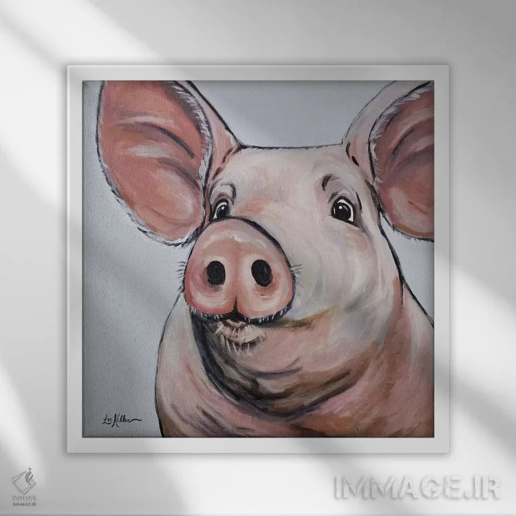 تابلو خوک اثر هیپی هاوند استودیوز (استودیو هنری) - نمای قابدار سفید