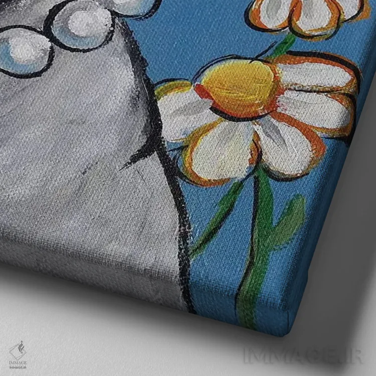 تابلو اشناوزر (نژاد سگ) اثر هیپی هاوند استودیوز (استودیو هنری) - نمای نزدیک بافت بوم