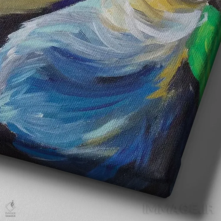 تابلو تنبلی (حیوان اسلات) اثر هیپی هاوند استودیوز (استودیو هنری) - نمای نزدیک بافت بوم