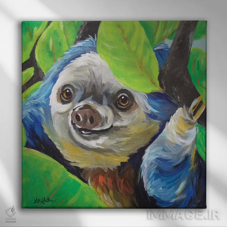 تابلو تنبلی (حیوان اسلات) اثر هیپی هاوند استودیوز (استودیو هنری) - نمای روبهرو روی دیوار