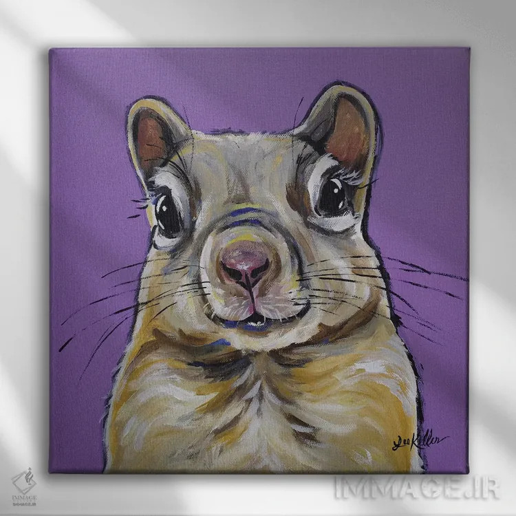 تابلو نقاشی سنجاب روی اسطوخودوس اثر هیپی هاوند استودیوز (استودیو هنری) - نمای روبهرو روی دیوار