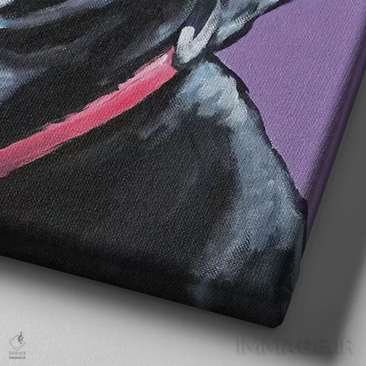 تابلو لابرادور سیاه اثر هیپی هاوند استودیوز (استودیو هنری) - نمای نزدیک بافت بوم