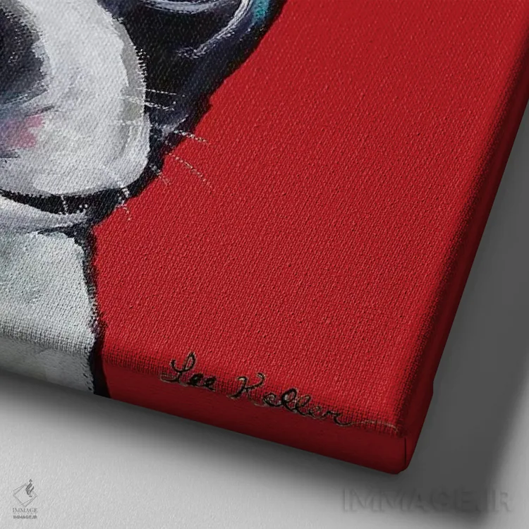 تابلو بوستون تریر (سگ نژاد) اثر هیپی هاوند استودیوز (استودیو هنری) - نمای نزدیک بافت بوم