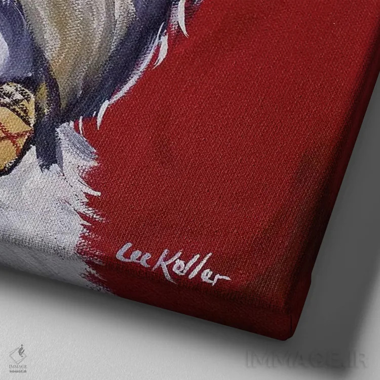 تابلو یورکی با عینک و پاپیون اثر هیپی هاوند استودیوز (استودیو هنری) - نمای نزدیک بافت بوم