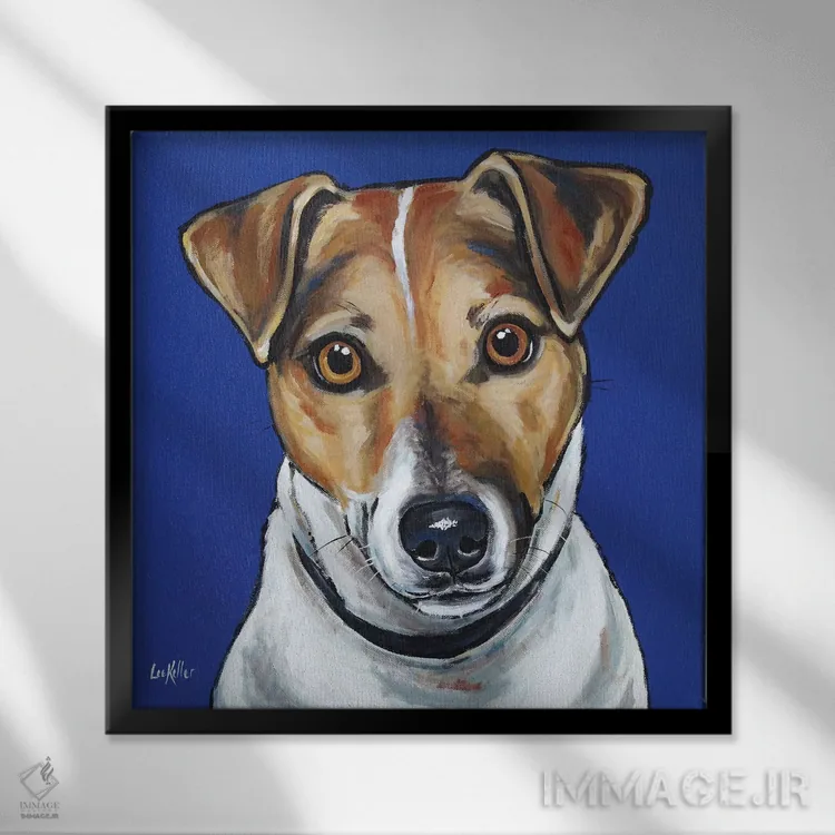 تابلو جک راسل (سگ نژاد) اثر هیپی هاوند استودیوز (استودیو هنری) - نمای قابدار مشکی