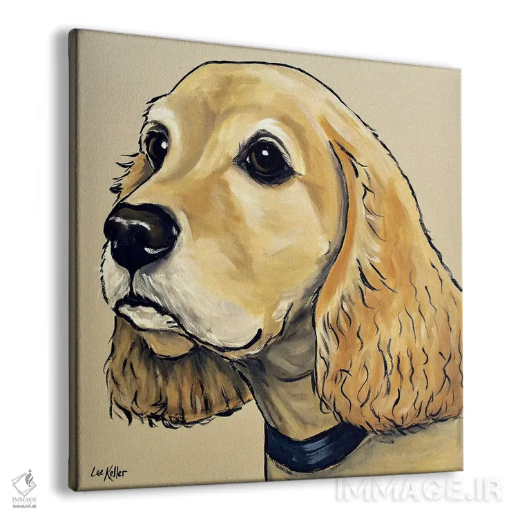 تابلو کوکر اسپانیل روی زمینه بژ اثر هیپی هاوند استودیوز (استودیو هنری) - نمای پرسپکتیو محصول
