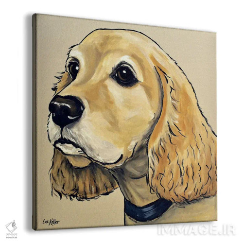 تابلو کوکر اسپانیل روی زمینه بژ اثر هیپی هاوند استودیوز (استودیو هنری) - نمای پرسپکتیو محصول