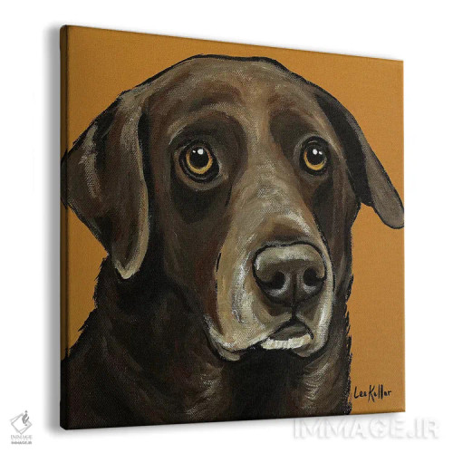 تابلو لابرادور قهوهای روی زمینه طلایی اثر هیپی هاوند استودیوز (استودیو هنری) - نمای پرسپکتیو محصول