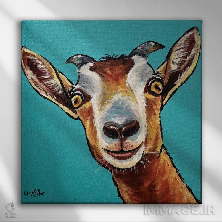 تابلو نقاشی بز داب اثر هیپی هاوند استودیوز (استودیو هنری) - نمای روبهرو روی دیوار