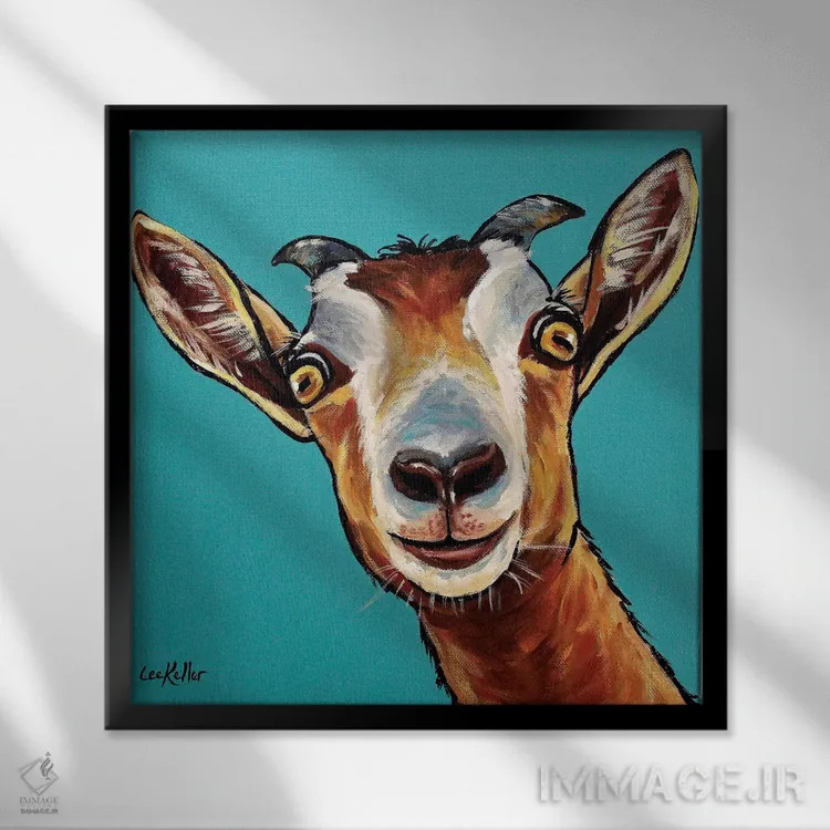 تابلو نقاشی بز داب اثر هیپی هاوند استودیوز (استودیو هنری) - نمای قابدار مشکی