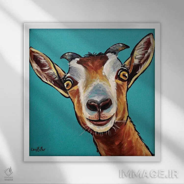 تابلو نقاشی بز داب اثر هیپی هاوند استودیوز (استودیو هنری) - نمای قابدار سفید