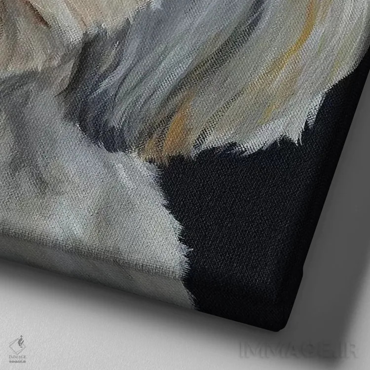 تابلو ساگان هاوانز روی زمینه مشکی اثر هیپی هاوند استودیوز (استودیو هنری) - نمای نزدیک بافت بوم