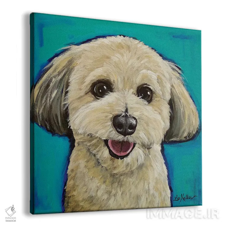 تابلو هاوانز روی زمینه سبزآبی اثر هیپی هاوند استودیوز (استودیو هنری) - نمای پرسپکتیو محصول