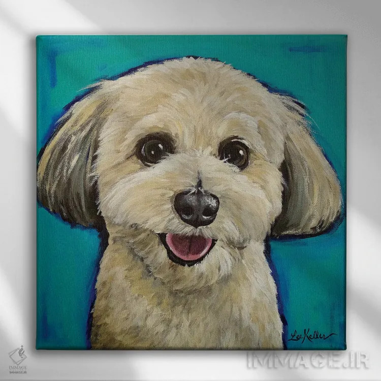 تابلو هاوانز روی زمینه سبزآبی اثر هیپی هاوند استودیوز (استودیو هنری) - نمای روبهرو روی دیوار