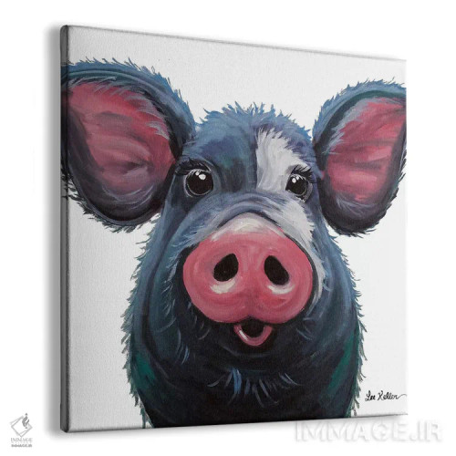 تابلو لولو خوک روی زمینه سفید اثر هیپی هاوند استودیوز (استودیو هنری) - نمای پرسپکتیو محصول