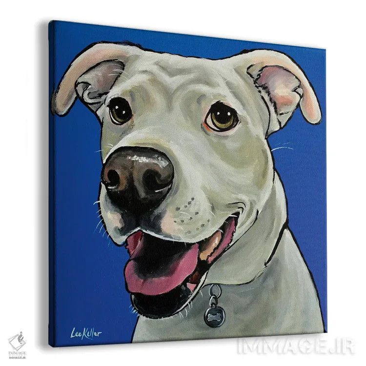 تابلو پیت بول روی زمینه آبی سلطنتی اثر هیپی هاوند استودیوز (استودیو هنری) - نمای پرسپکتیو محصول