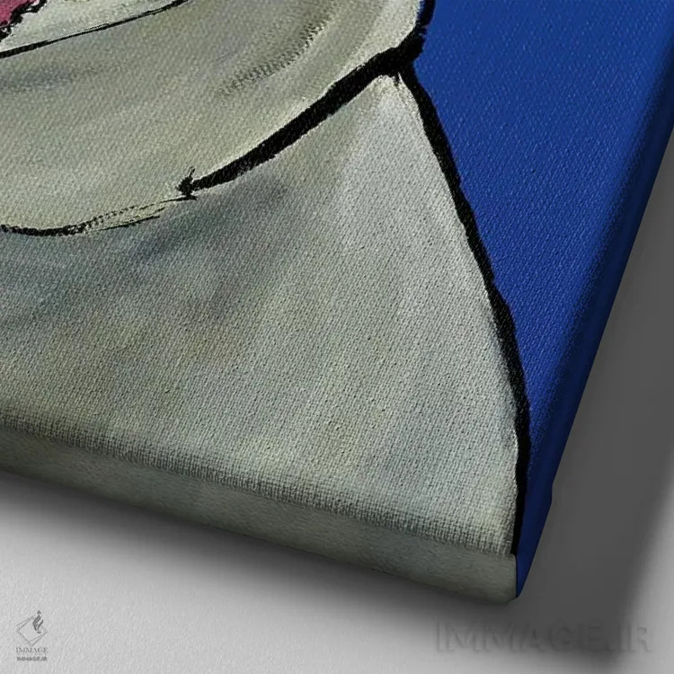 تابلو پیت بول روی زمینه آبی سلطنتی اثر هیپی هاوند استودیوز (استودیو هنری) - نمای نزدیک بافت بوم