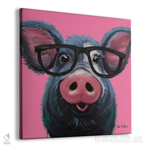 تابلو لولو خوک با عینک روی صورتی اثر هیپی هاوند استودیوز (استودیو هنری) - نمای پرسپکتیو محصول