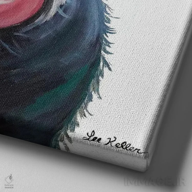 تابلو لولو خوک روی زمینه سفید اثر هیپی هاوند استودیوز (استودیو هنری) - نمای نزدیک بافت بوم